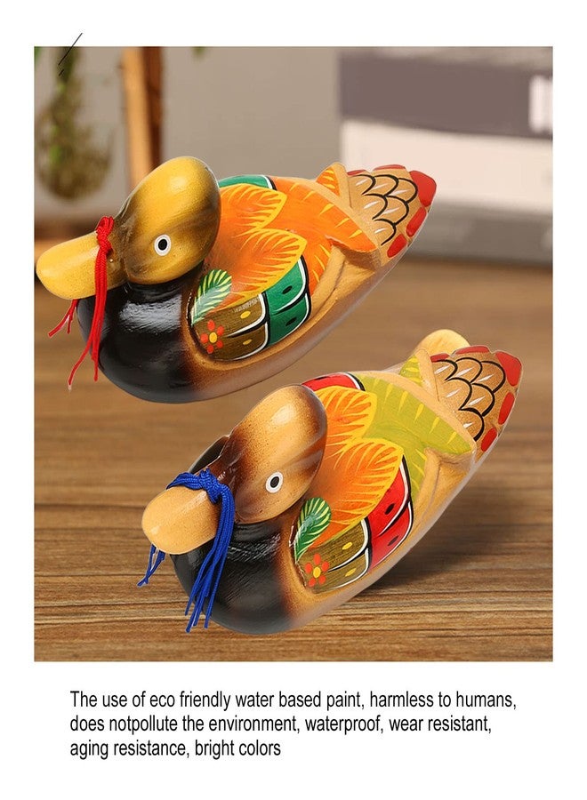 Topyond 1 Pair Wooden Duck Decor,Romantic Wooden Mandarin Duck Ornament Water Based Paint, Office and Living Room Decor, Ideal for Wedding Handmade Gifts Handcrafted Desk - Image 5